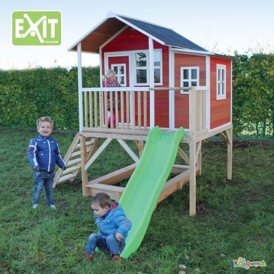 Игровой дом с горкой Exit Toys 550 крaсный