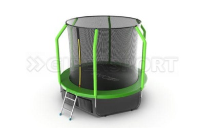 Батут с внутренней сеткой и лестницей EVO JUMP Cosmo 8ft (Green) + нижняя сеть