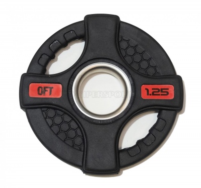 Штанга олимпийская OriginalFitTools 88 кг (диски с двумя хватами, черный гриф)