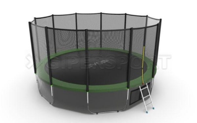 Батут с внешней сеткой и лестницей EVO JUMP External 16ft (Green) + нижняя сеть