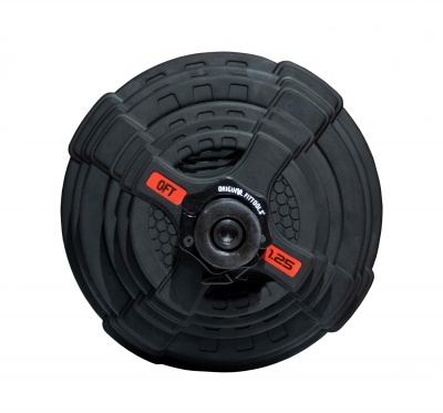 Штанга олимпийская OriginalFitTools 128 кг (диски с двумя хватами, черный гриф)