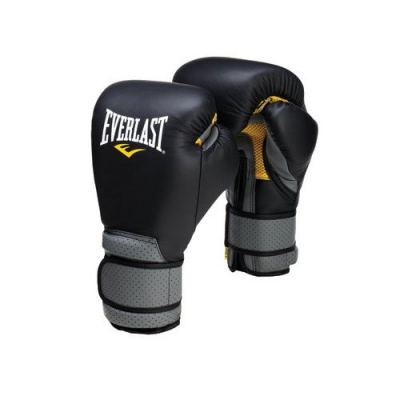 Перчатки тренировочные на липучке Everlast Pro Leather Strap 12oz черный