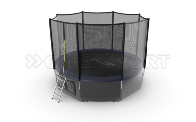 Батут с внешней сеткой и лестницей EVO JUMP External 12ft (Blue) + нижняя сеть