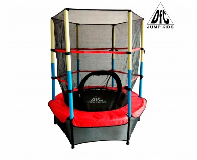 Батут DFC JUMP KIDS 55" красный с желто-синими стойками