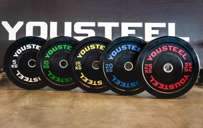 Диск каучуковый для штанги YouSteel тренировочный синий 20кг